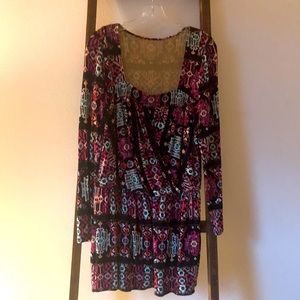 Multi Colored Long Sleeve Mini Dress